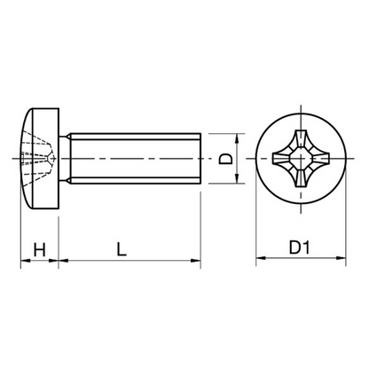 Phillips pan head screw DIN 7985 - Nylon natural