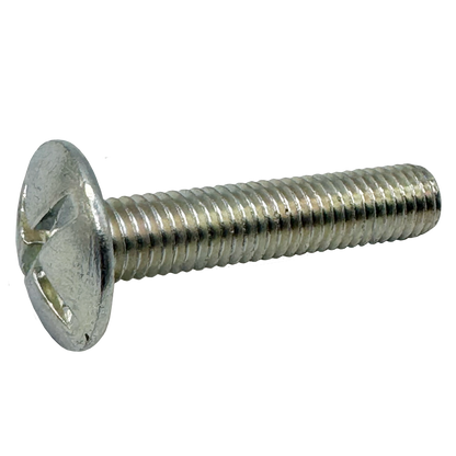 Vis tête bombée large à double fente (POELIERS) - Acier 4.8 zingué blanc