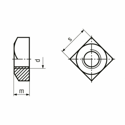Square Nut Steel 8 Zinc plated