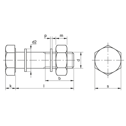 Vis tête hex. + écrou + 2 rondelles EN 14399-3/6 HV K1 - Acier 8.8 Zingué à Chaud