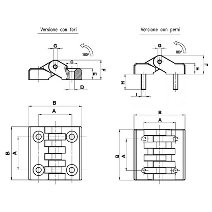 180° Prominent hinge plastic