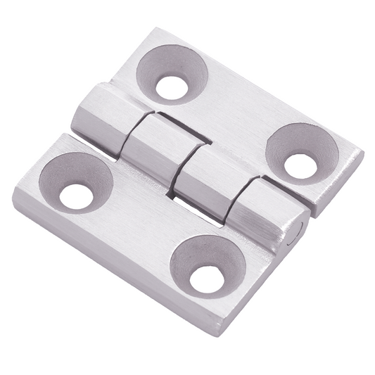 Prominent screw-on hinge with holes AISI 316
