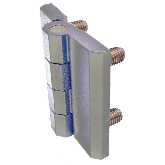180° Prominent screw-on hinge with threaded pins