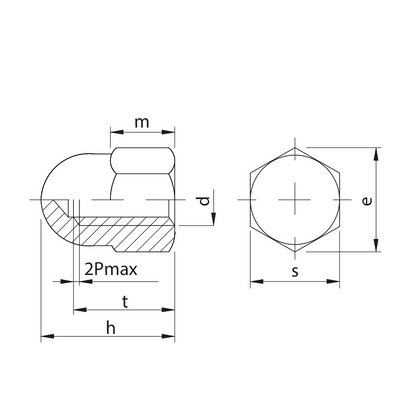 DIN 1587 Hex Domed Cap Nut  Cl 6 Nickel Plated