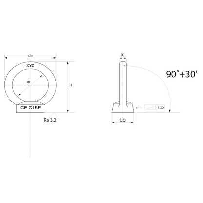 Golfare femmina DIN 582- Inox A4