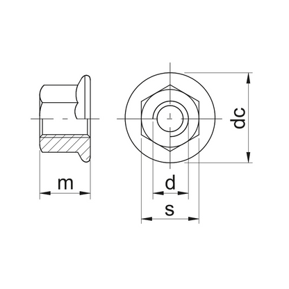 DIN 6923 Hex Nut with Flange, serrated Cl 8 Zinc Plated