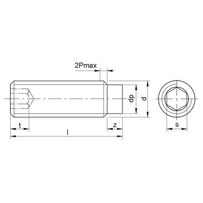 Hex socket set screws with dog point DIN 915 class 45H