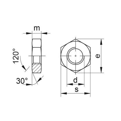 Low Hex Nut DIN 936 Steel 04 Fine Thread