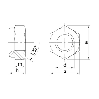 DIN 985 Hex Locking Nut low type Cl 8 Zinc Plated