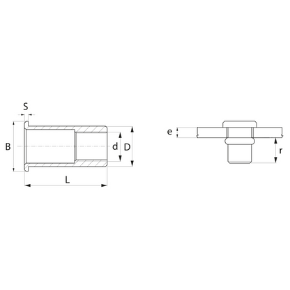 Insert fileté tête cylindrique - Aluminium