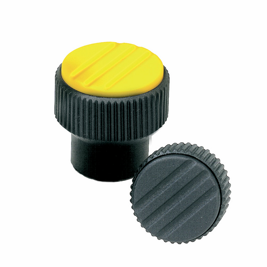 Bouton moleté avec douille filetée borgne inox