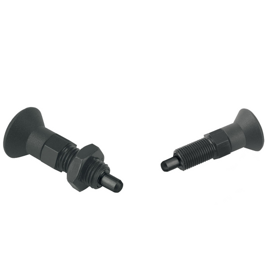 Indexing plunger with extended indexing pin tempered steel