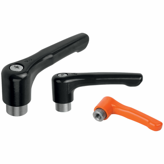 Flat adjustable clamping lever with stainless steel bush