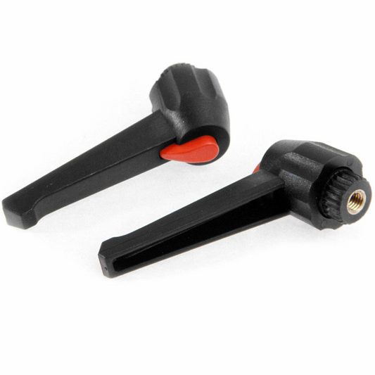 Adjustable clamping lever with button and bush