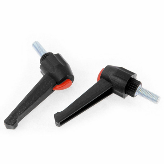 Adjustable clamping lever with button and pin