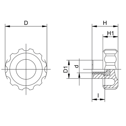 Lobe knobs with blind threaded bushing