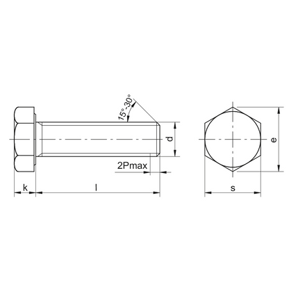 Hex head screws fully threaded DIN 558 steel 4.8